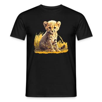 Cheetah Geparde Gepard - Men's T-Shirt - black - Front - AI Model Male 178 light (178cm)