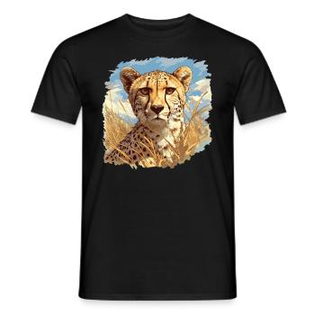 Cheetah Geparde Gepard - Men's T-Shirt - black - Front - AI Model Male 178 light (178cm)