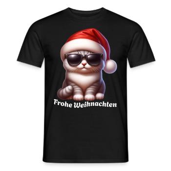 Katze Weihnachten - Männer T-Shirt - Schwarz - Vorne - AI Model Male 178 light (178cm)
