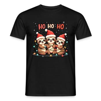 Weihnachtsoutfit Faultier Weihnachts Pyjam - Männer T-Shirt - Schwarz - Vorne - AI Model Male 178 light (178cm)
