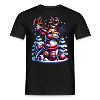 Renne Noël Père Noël Noël - T-shirt homme - noir - Devant - AI Model Male 178 light (178cm)