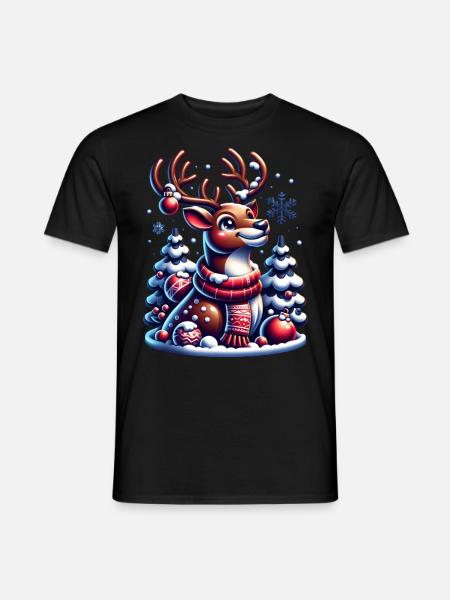 Renne Noël Père Noël Noël - T-shirt homme - noir
