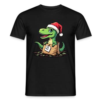Tea Rex Dinosaurier Weihnachtsmann Mütze - Männer T-Shirt - Schwarz - Vorne - AI Model Male 178 light (178cm)