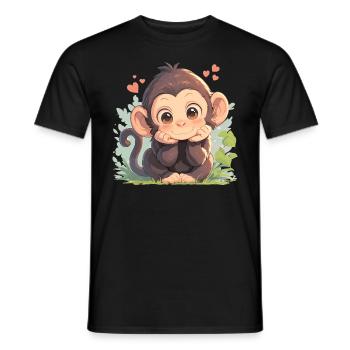 Chimpanzee Schimpansen Schimpanse - Men's T-Shirt - black - Front - AI Model Male 178 light (178cm)