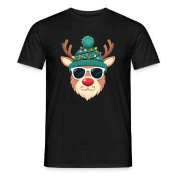 Weihnachts Rentier mit roter Nase - Männer T-Shirt - Schwarz - Vorne - AI Model Male 178 light (178cm)