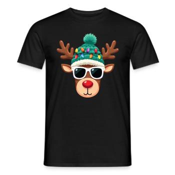 Weihnachts Rentier mit roter Nase - Männer T-Shirt - Schwarz - Vorne - AI Model Male 178 light (178cm)