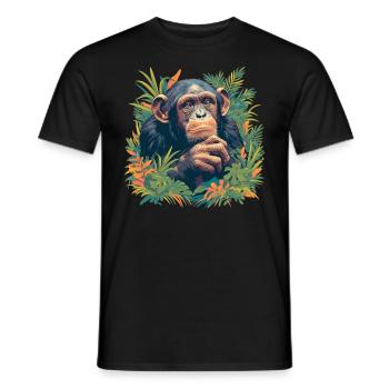 Chimpanzee Schimpansen Schimpanse - Men's T-Shirt - black - Front - AI Model Male 178 light (178cm)