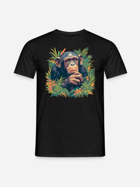 Chimpanzee Schimpansen Schimpanse - Men's T-Shirt - black