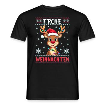 Drôle de renne Joyeux Noël - T-shirt homme - noir - Devant - AI Model Male 178 light (178cm)