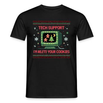 Tech Christmas – Delete Cookies Humor - Männer T-Shirt - Schwarz - Vorne - AI Model Male 178 light (178cm)