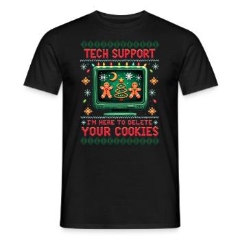 Tech Support – "I'm Here To Delete Your Cookies" - Männer T-Shirt - Schwarz - Vorne - AI Model Male 178 light (178cm)