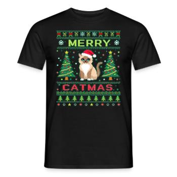 Merry Catmas – Katzenliebhaber Weihnachtsgeschenk - Männer T-Shirt - Schwarz - Vorne - AI Model Male 178 light (178cm)