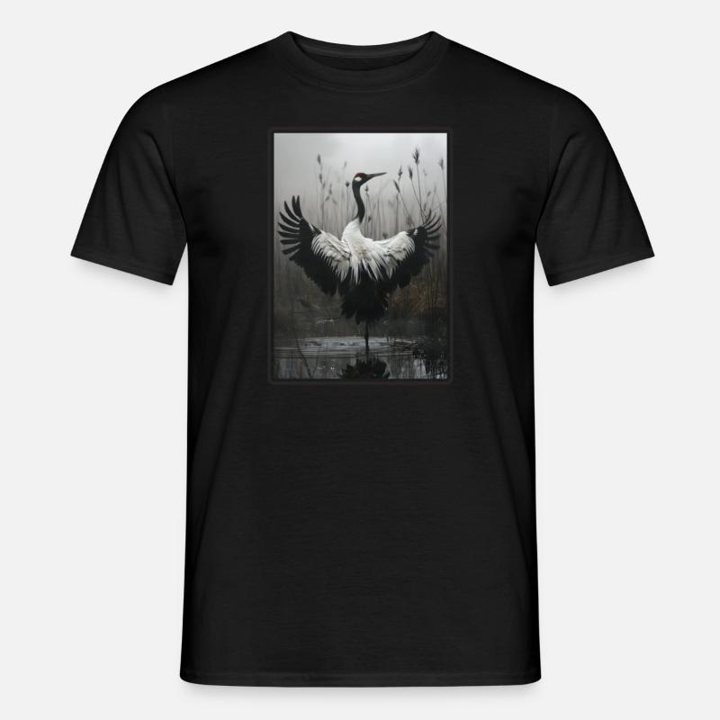 Kraniche Kranich - Männer T-Shirt - Schwarz