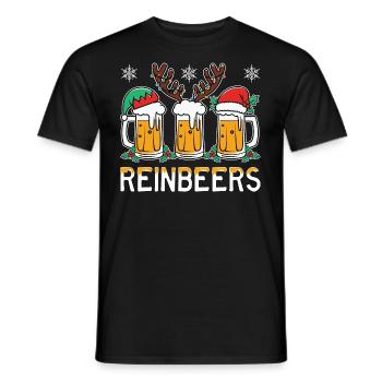 Funny Reinbeers Santa Claus Beers Deer Beer Deer - Men's T-Shirt - black - Front - AI Model Male 178 light (178cm)