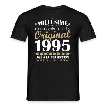 Jahrgang 1995 Original Geschenk zum 30-jährigen Jubiläum - Männer T-Shirt - Schwarz - Vorne - AI Model Male 178 light (178cm)