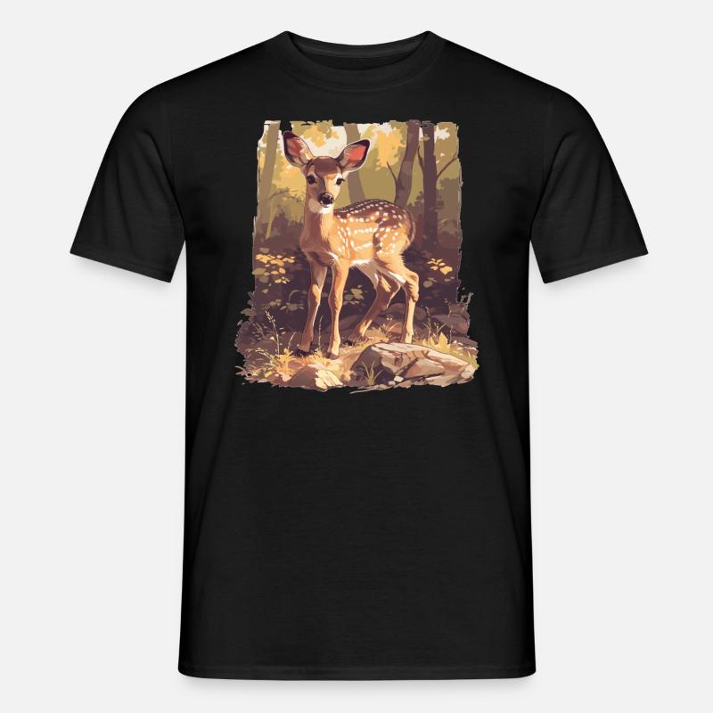 Hirsche Hirsch - Männer T-Shirt - Schwarz