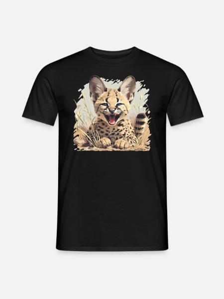 Servale Serval - Männer T-Shirt - Schwarz