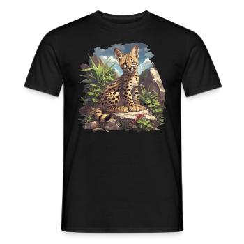 Servale Serval - Männer T-Shirt - Schwarz - Vorne - AI Model Male 178 light (178cm)