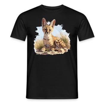 Servale Serval - Männer T-Shirt - Schwarz - Vorne - AI Model Male 178 light (178cm)