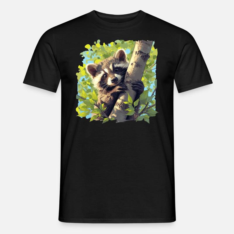 Waschbären Waschbär - Männer T-Shirt - Schwarz