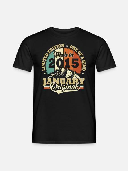 Anniversaire Janvier 2015 Cadeau d’anniversaire - T-shirt homme - noir