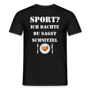 Lustig - Sport? Ich dachte, du sagst Schnitzel - Männer T-Shirt - Schwarz - Vorne - AI Model Male 178 light (178cm)