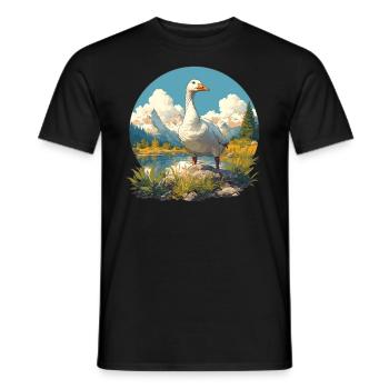 geese goose - Men's T-Shirt - black - Front - AI Model Male 178 light (178cm)