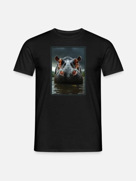 Nilpferd Flußpferd - Männer T-Shirt - Schwarz