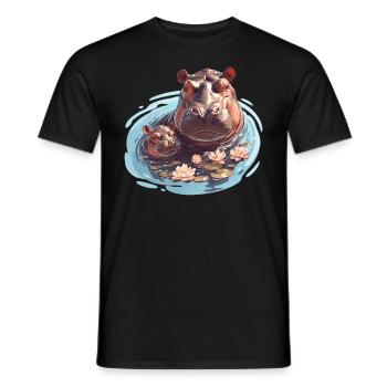 Hippopotame Hippopotame - T-shirt homme - noir - Devant - AI Model Male 178 light (178cm)