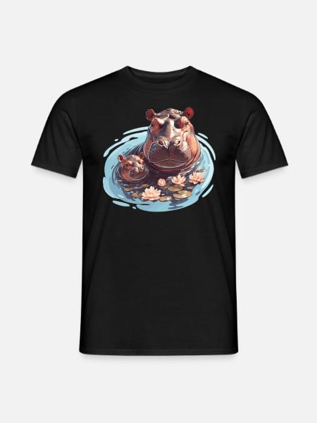 Nilpferd Flußpferd - Männer T-Shirt - Schwarz
