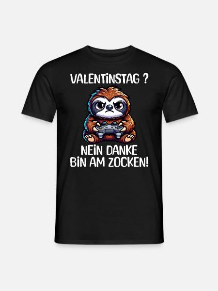 Valentinstag? Nein Danke Lustiges Faultier - Männer T-Shirt - Schwarz