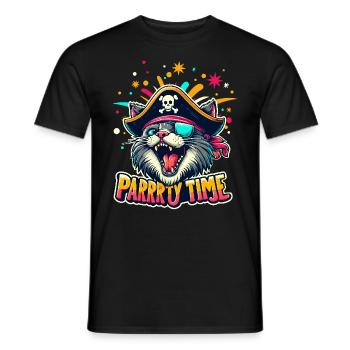 Carnaval Chat Pirate Costume Fête Temps Cologne Alaaf - T-shirt homme - noir - Devant - AI Model Male 178 light (178cm)