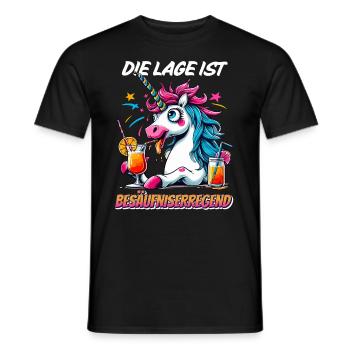 Carnival Unicorn Alcohol Funny Party Cocktail Fun - Men's T-Shirt - black - Front - AI Model Male 178 light (178cm)