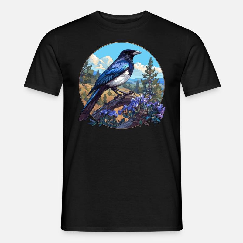 Elstern Elster - Männer T-Shirt - Schwarz