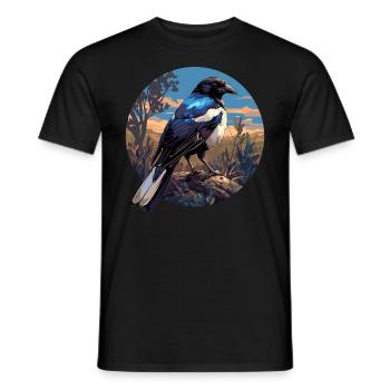 Elstern Elster - Männer T-Shirt - Schwarz - Vorne - AI Model Male 178 light (178cm)