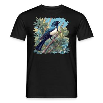 Elstern Elster - Männer T-Shirt - Schwarz - Vorne - AI Model Male 178 light (178cm)