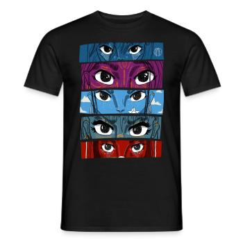 Collage d’yeux d’anime #3 - T-shirt homme - noir - Devant - AI Model Male 178 light (178cm)