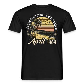 61st Birthday Oldtimer April Vintage 1964 April - Men's T-Shirt - black - Front - AI Model Male 178 light (178cm)
