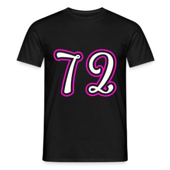 72 Number number - Men's T-Shirt - black - Front - AI Model Male 178 light (178cm)