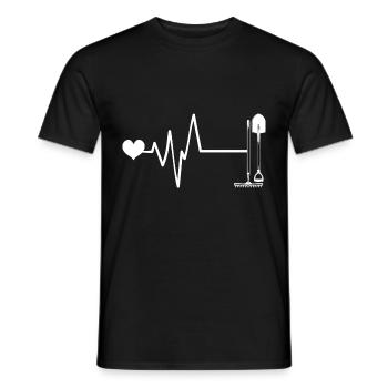 Shovel Pulse Heart Love - Men's T-Shirt - black - Front - AI Model Male 178 light (178cm)