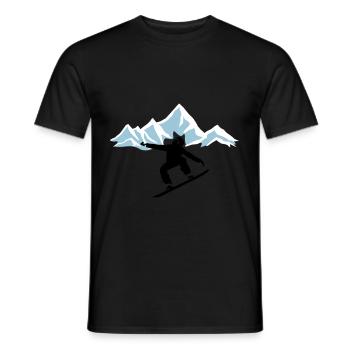 Snowboarders et montagnes avec neige - T-shirt homme - noir - Devant - AI Model Male 178 light (178cm)