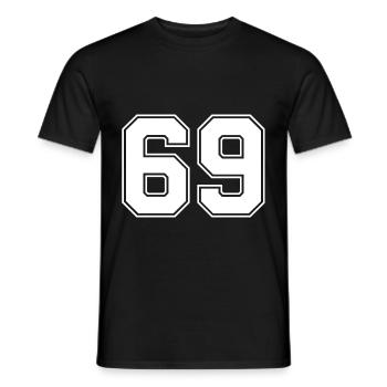 69 Zahl Trikot - Männer T-Shirt - Schwarz - Vorne - AI Model Male 178 light (178cm)
