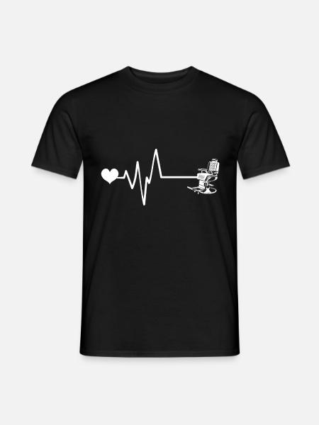 Barber Friseur Stuhl Puls Herz Liebe - Männer T-Shirt - Schwarz