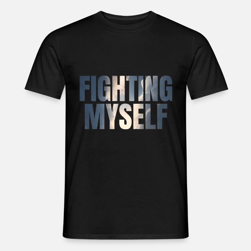 fighting myself Depression Geschenkidee - Männer T-Shirt - Schwarz