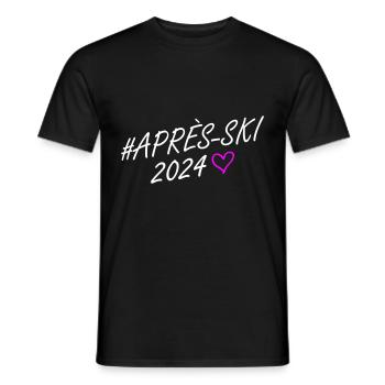 Après Ski 2024 Heart Trip - Men's T-Shirt - black - Front - AI Model Male 178 light (178cm)