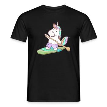 Stand up paddler stand up paddling unicorn licorne - T-shirt homme - noir - Devant - AI Model Male 178 light (178cm)
