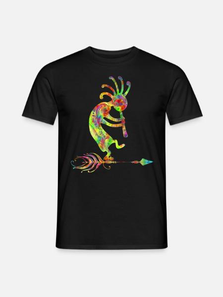 Native American Kokopelli With Feather 1 - Männer T-Shirt - Schwarz