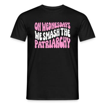 On Wednesdays We Smash The Patriarchy Feminist - Men's T-Shirt - black - Front - AI Model Male 178 light (178cm)