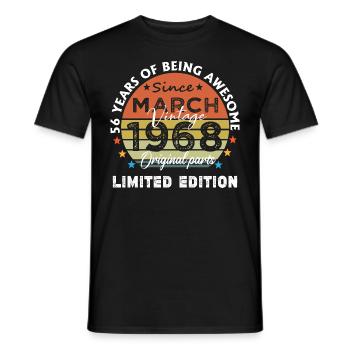 56 Years Old Made In 1968 Vintage March 1968 - Men's T-Shirt - black - Front - AI Model Male 178 light (178cm)