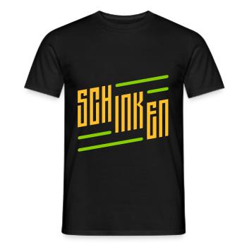 schinken schriftzug - Männer T-Shirt - Schwarz - Vorne - AI Model Male 178 light (178cm)
